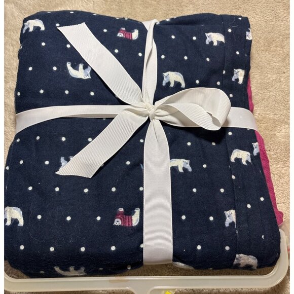 Ladies 2-Piece Pajama Set Size 3X Long-Sleeve Polar Bear Print Plum Navy George - Picture 5 of 6